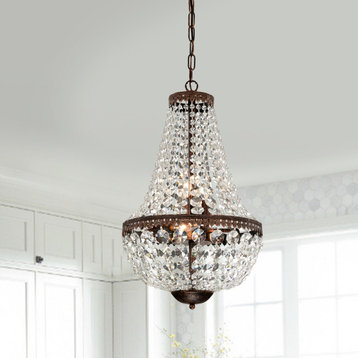 6-Light Antique Bronze Empire Crystal Chandelier Glam Lighting