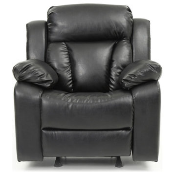 Passion Furniture Black Faux Leather Upholstery Reclining Chair PF-G683-RC