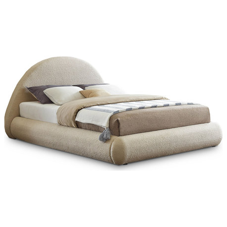 Rudy Teddy Fabric Upholstered Bed, Beige, King