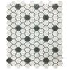 Mosaic Hexagon Matte White and Black Tile 23 Sheets 10.25" x 11.8" 19.3 SQFT