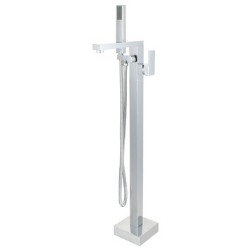 Single-Handle Floor-Mount Freestanding Tub Faucet With Hand Shower, Chrome