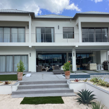 White metal post cable railing project in Antigua and Barbuda