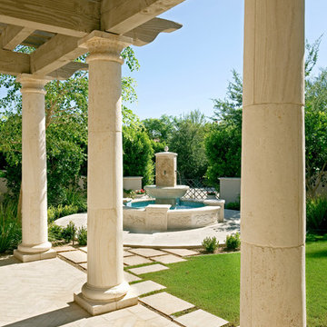Stone Column Patio and Fountain