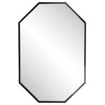 StyleCraft - Stretched Octagon Mirror Black Metal Framed Wall Mirror 24"H35"W - Hang this StyleCraft Stretched Octagon Mirror on the wall in your foyer to get a quick glance at yourself before heading out the door. The black finish pops against the mirror and draws the eye to the unique shape of the frame.
