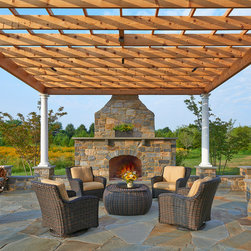 Outdoor Masonry Stone Fireplace - Outdoor Fireplaces