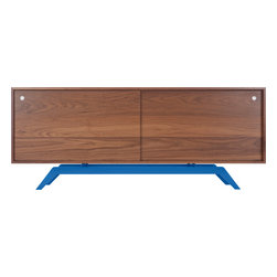 Eastvold Furniture - Elko Credenza, Walnut, Blue Base - Buffets And Sideboards