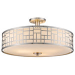 Z-Lite - Z-Lite 3 Light Semi Flush Mount, Brushed Nickel, 330-SF20-BN - The Elea family boasts a geometric pattern that combines matte opal glass with brushed nickel finish delivering a fascinating contemporary design.