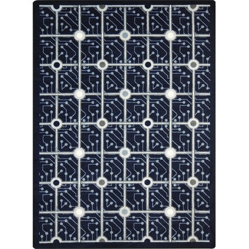 Joy Carpets Kaleidoscope, Whimsical Area Rug, Electrode, 5'4"X7'8", Navy