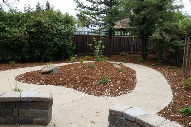 Design ideas for a mid-sized traditional backyard full sun formal garden in San Francisco with concrete pavers.