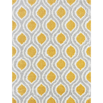 Speers Contemporary Geometric Gold/Silver Indoor Rectangle Area Rug, 4'x5'