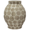 Terra-cotta Vase with Wax Relief Dots, Cream and Cement