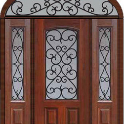 Prehung Sidelites-Transom Door 80 Fiberglass Palermo Arch Lite - Front Doors