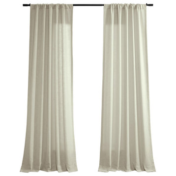 Light Tan Classic Faux Linen Curtain Single Panel, 50W x 108L