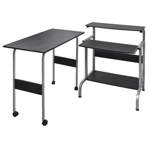 Stylish Frosted Glass Top Computer Desk With Storage Espresso