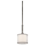 Kichler - Kichler 42384AP One Light Mini Pendant, Antique Pewter Finish - This mini pendant from the Lacey(TM) Collection offers a beautiful contrast, melding the charm of Olde World style with clean modern-day materials. It starts with our Antique Pewter Finish and bold, unadorned rounded-arm styling. It finishes with avant-garde double shades made of decorative mesh screens and satin etched white inner glass. For additional 12 inch stems, order 2999AP. For chain, order 2996AP. Sloped ceiling kit included. Bulbs Included, Number of Bulbs: 1, Max Wattage: 60.00, Bulb Type: T