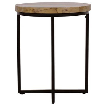 Ames Solid Wood Modern 20 Round End Table, Natural