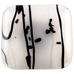 Glass Storm Studios - White Tie Handmade, Brushed Nickel, Knob - Knobs measure approximately 1.25" square and pulls measure approximately .75" x 4.25" with a 3" center to center. Hardware has a brushed nickel finish and uses a standard 8-32 screw.