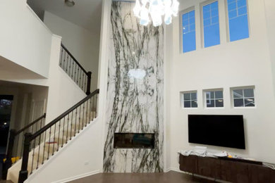 Example of a trendy living room design in Chicago