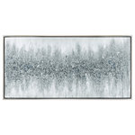 Elk Home - Kimble Wall Art - Kimble Framed Wall Art is a heavily textured black and white horizontal abstract painting that features a central band of deep grey, resembling the moment a wave crashes to shore. This piece comes ready to hang with a thin silver painted frame.
