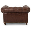 Ace Rustic Lodge Tufted Brown Leather Casters Armchair
