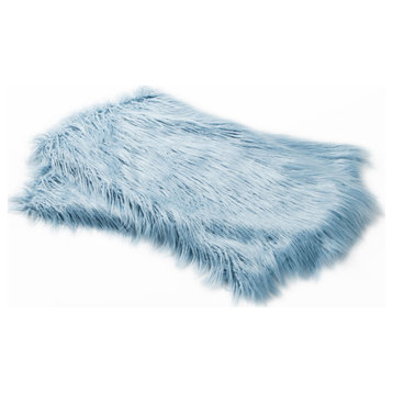 Mongolian Faux Fur Pillow Shell Set, Forget Me Not, 14"x26"