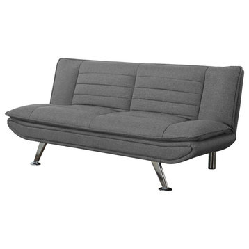 Sofa Bed with Chrome Metal Legs, Gray