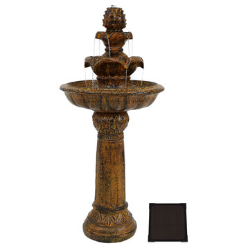 Sunnydaze Ornate Elegance Solar Outdoor Water Fountain With Battery 42" Rustic