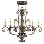 Livex Lighting - Seville Oval Chandelier, Palatial Bronze With Gilded Accents - Neoclassical influence is merged with high fashion glamour in this luxrious dining chandelier. The exquisite gilded accents give this light lasting elegance with the combination of palacial bronze finish and detailed patterns is delightful. Perfect for your dining room or kitchen island.