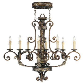Seville Oval Chandelier, Palatial Bronze With Gilded Accents
