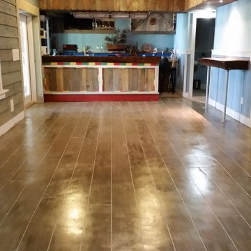 Concrete Floor - Stained and Cut with a Hardwood Floor Pattern (Tiki Bar)