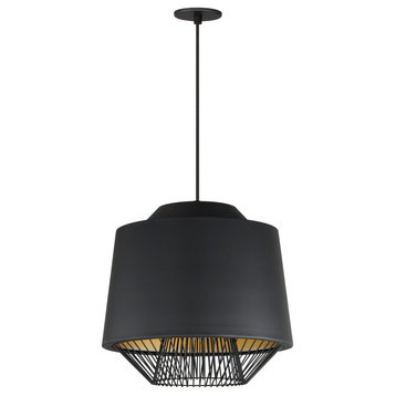 Phoenix 1-Light LED Pendant in Black with Gold