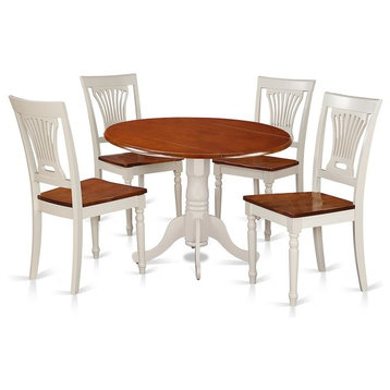 5-Piece Small Dining Set, Table and 4 Chairs, Buttermilk, Cherry