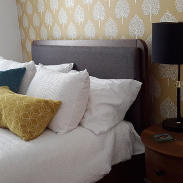 Cheery master bedroom accent wall