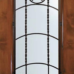 Slab Single Door 80 Alder Texan Texas Star 3/4 Lite Wrought Iron - Front Doors