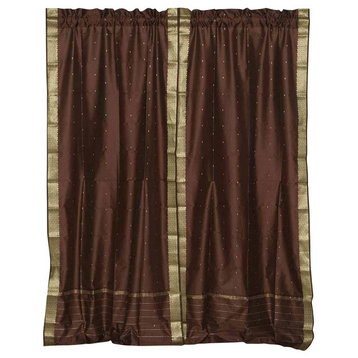 Brown Rod Pocket  Sheer Sari Curtain / Drape / Panel   - 60W x 84L - Piece