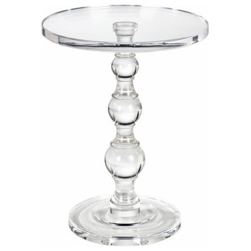 Modern Glam Round Accent Table made from Clear Acrylic Pedestal Base 18 inches
