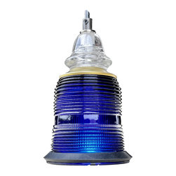 Railroadware - Runway Light Pendant Brass Ring Insulator Bell Cap, Cobalt Blue - Pendant Lighting