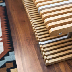 Oak and Aluminum Shoe Bench - Accent And Storage Benches