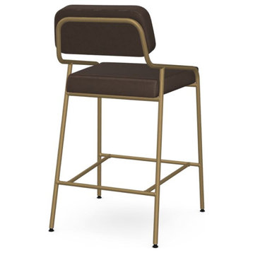 Gold Frame Open Back Stool, Gold With Db Bark Bar Stool