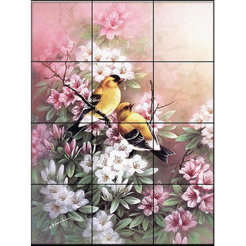 Tile Mural, American Goldfinches, Tc by T.C. Chiu