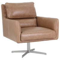 Maciek swivel chair - marseille camel leather