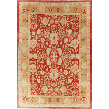 Rustic Style All-Over Hand Made Turkish Area Rug Oriental, Rust, 9 X 13 Ft.