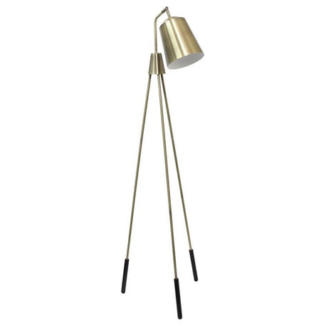 Lalia Home Metal 1 Light Industrial Tripod Floor Lamp in Antique Brass