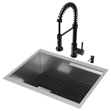 VIGO Hampton 24" Stainless Steel Sink With Faucet, Matte Black