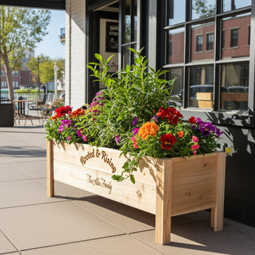 Personalized Cedar Raised Planter Box for Family and Friends