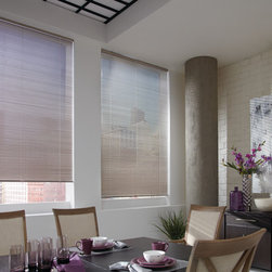 Transitional Silver Dining Room Custom Window Horizontal Blinds by Hunter Dougla - Venetian Blinds