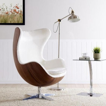 Axis Faux Fur Swivel Rocker Chair Dark Walnut Frame, Twizel Faux Fur