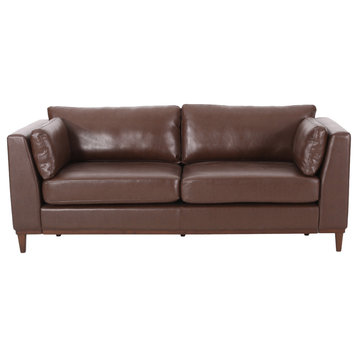 Ayers Faux Leather Upholstered 3 Seater Sofa, Dark Brown/Espresso