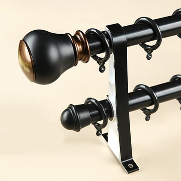 QYR47 1-1/8" Diameter On Sales Aluminum Alloy Single Double Curtain Rod Sets