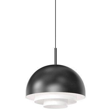 Sonneman Studio Exclusives Modern 1-Light 12" Dome Pendant, Sat Black, 3522-25